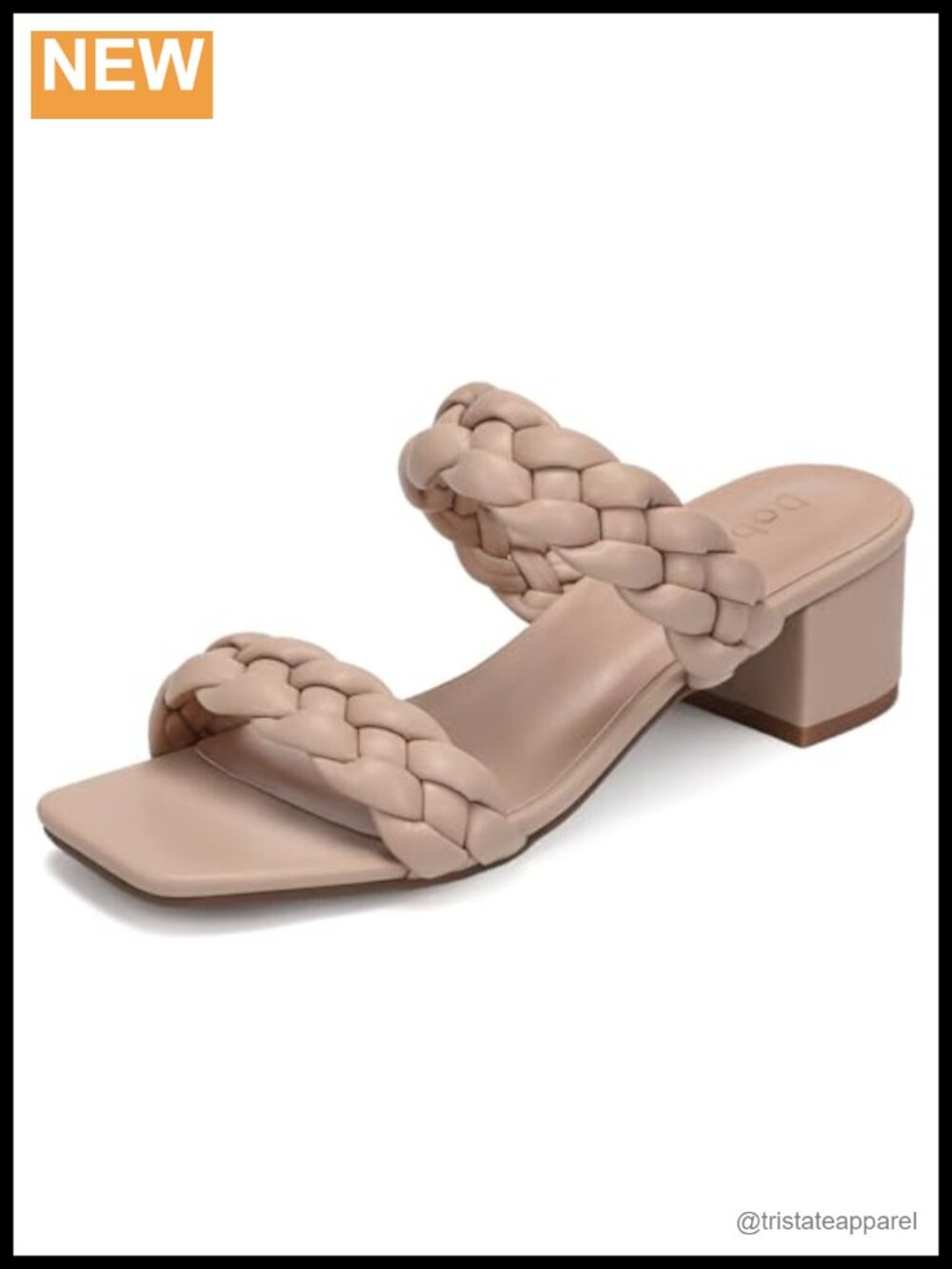 Women's Wide Width Braided Block Heel Dress Sandals Square Toe Slip-On